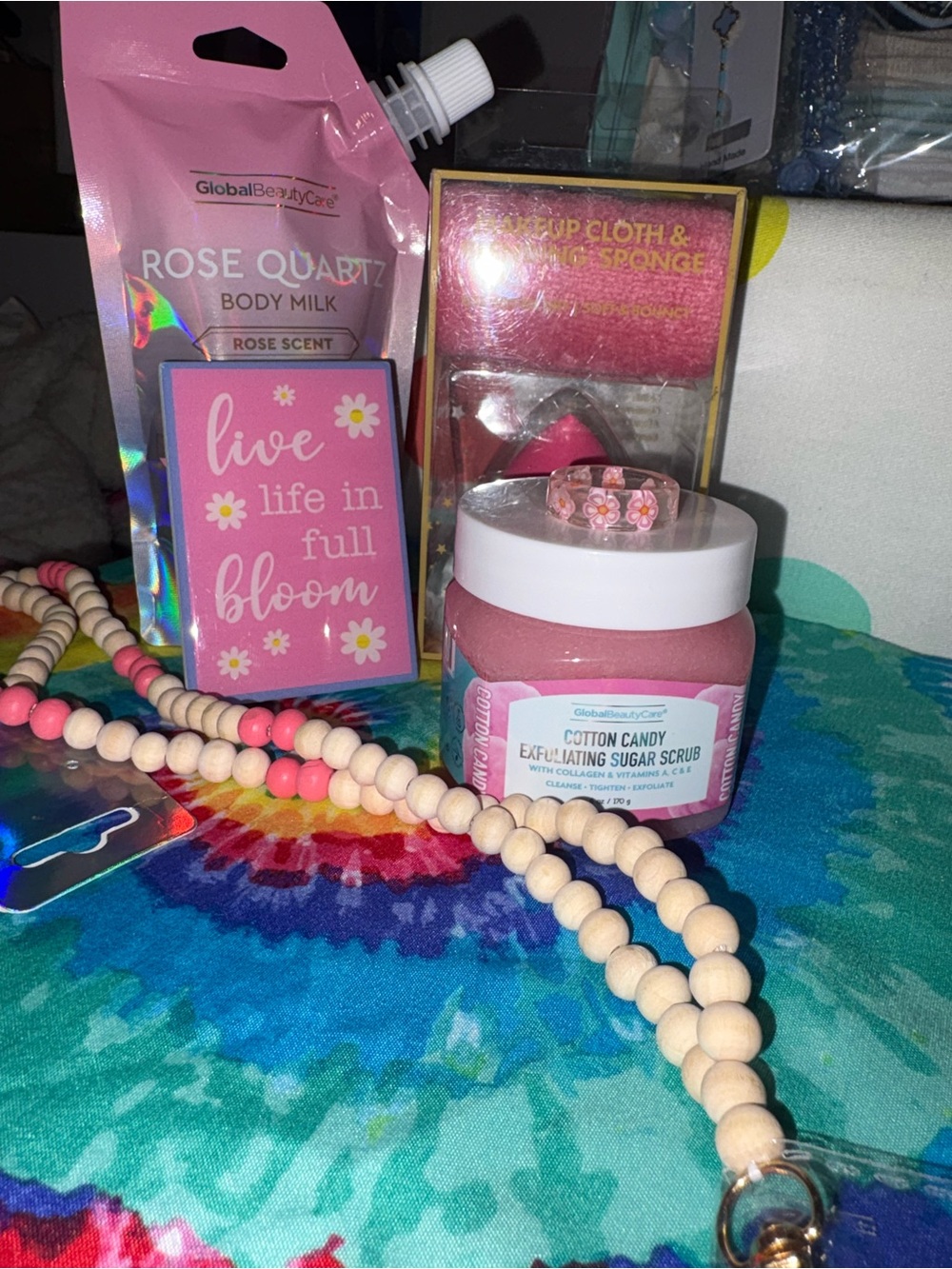 Cotton Candy Exfoliating Sugar Scrub Pink bundle with ring